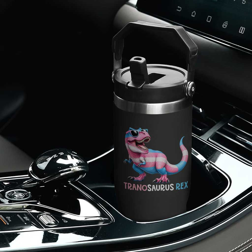 Transaurus Rex Transgender Pride Flip Straw Tumbler Funny Dinosaur Lover TS12 Print Your Wear