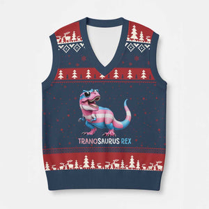 Transaurus Rex Transgender Pride V-Neck Knit Sweater Vest Funny Dinosaur Lover TS12 Navy Red Print Your Wear