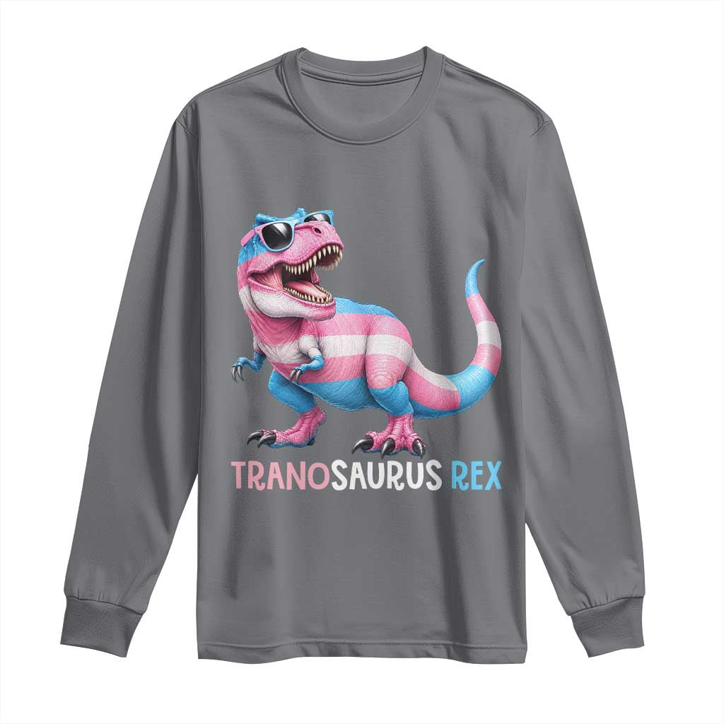 Transaurus Rex Transgender Pride Long Sleeve Shirt Funny Dinosaur Lover TS12 Charcoal Print Your Wear
