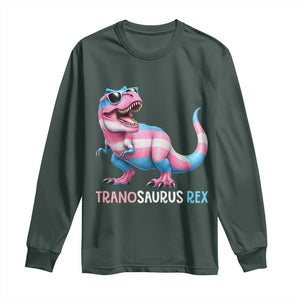 Transaurus Rex Transgender Pride Long Sleeve Shirt Funny Dinosaur Lover TS12 Dark Forest Green Print Your Wear