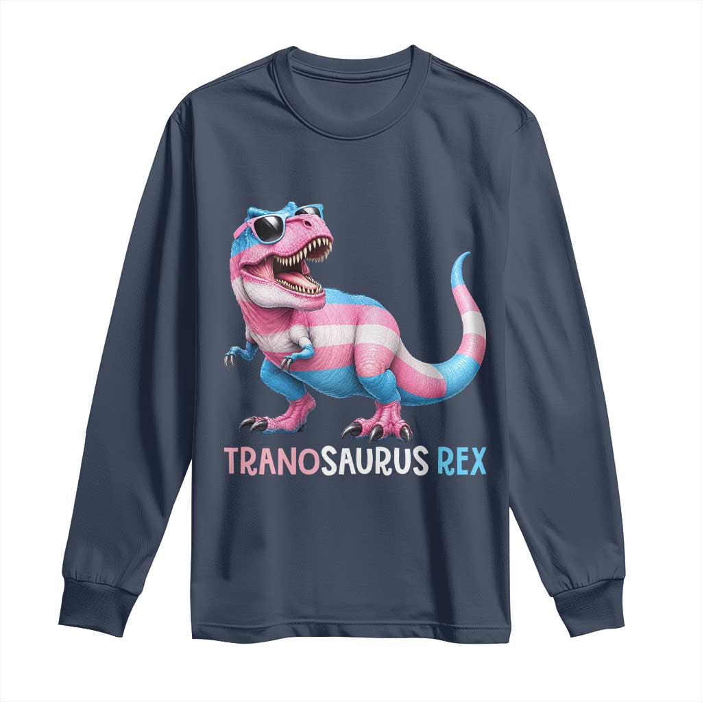 Transaurus Rex Transgender Pride Long Sleeve Shirt Funny Dinosaur Lover TS12 Navy Print Your Wear