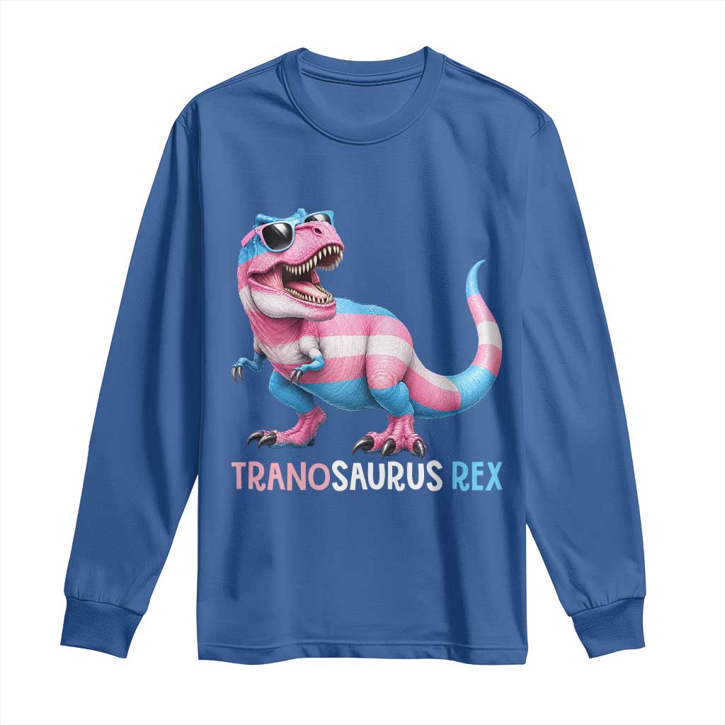 Transaurus Rex Transgender Pride Long Sleeve Shirt Funny Dinosaur Lover TS12 Royal Blue Print Your Wear