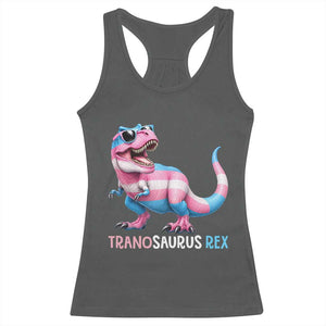 Transaurus Rex Transgender Pride Racerback Tank Top Funny Dinosaur Lover TS12 Dark Heather Print Your Wear