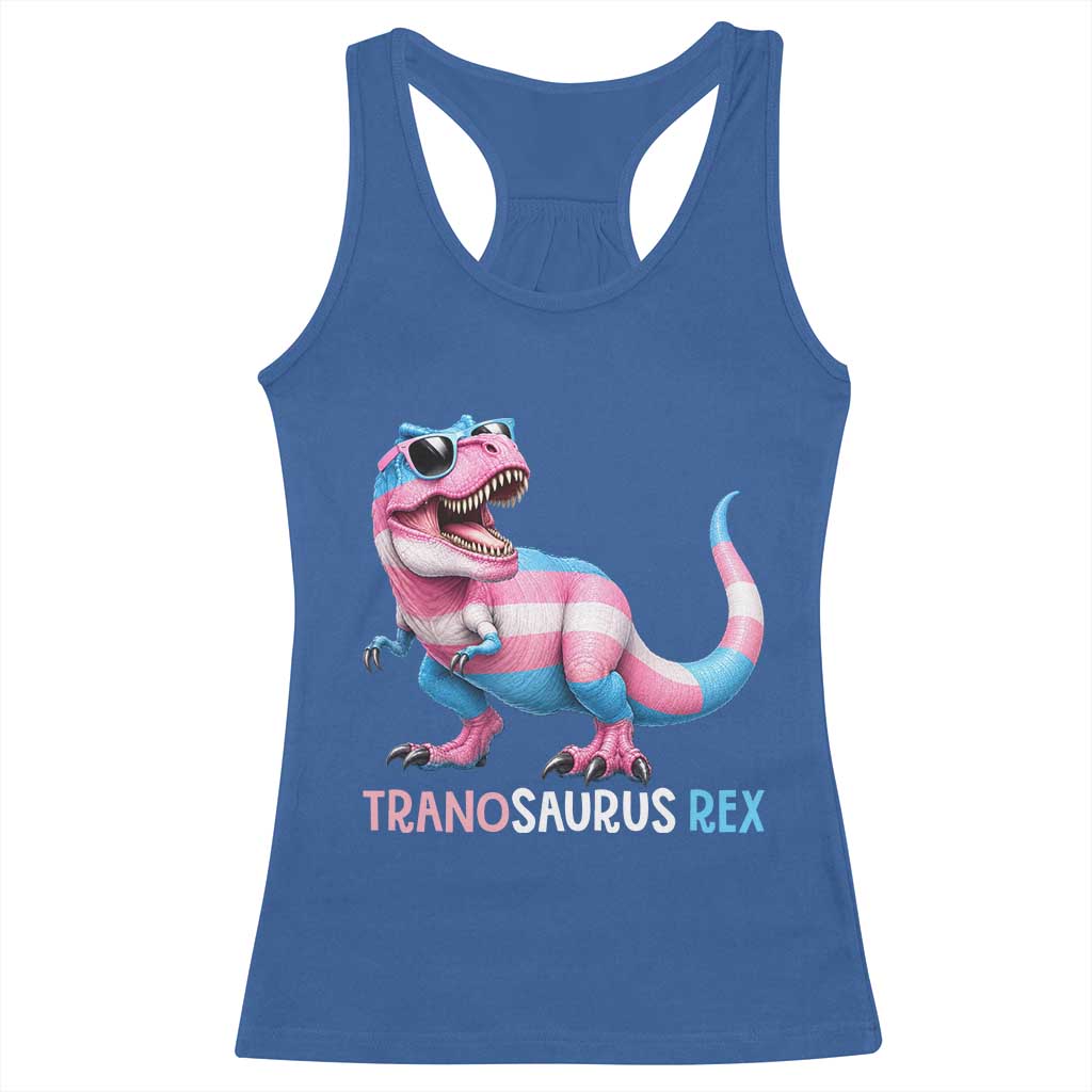 Transaurus Rex Transgender Pride Racerback Tank Top Funny Dinosaur Lover TS12 Royal Blue Print Your Wear