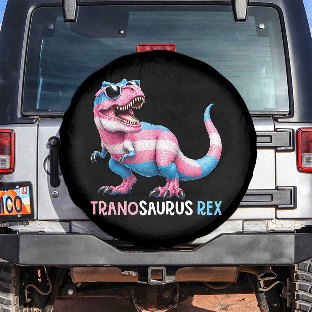 Transaurus Rex Transgender Pride Spare Tire Cover Funny Dinosaur Lover TS12 No hole Black Print Your Wear