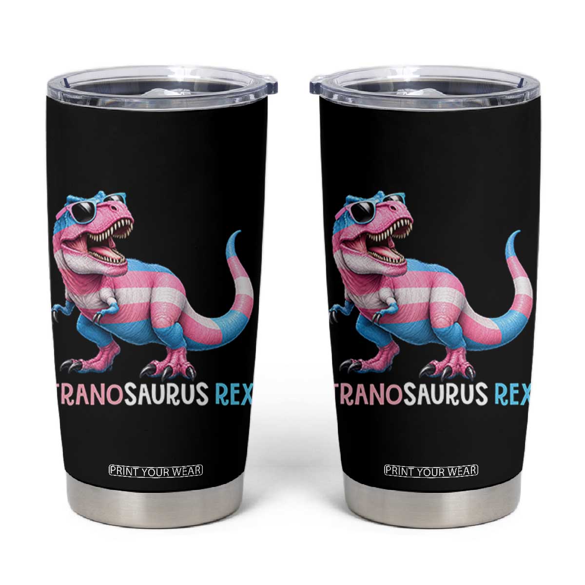 Transaurus Rex Transgender Pride Tumbler Cup Funny Dinosaur Lover TS12 Black Print Your Wear