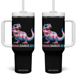 Transaurus Rex Transgender Pride Tumbler With Handle Funny Dinosaur Lover TS12 One Size: 40 oz Black Print Your Wear