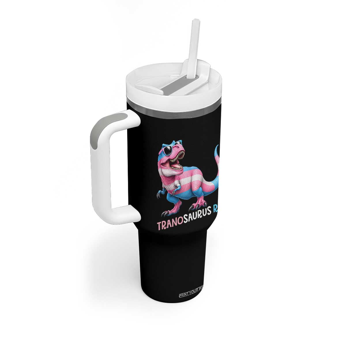 Transaurus Rex Transgender Pride Tumbler With Handle Funny Dinosaur Lover TS12 Print Your Wear