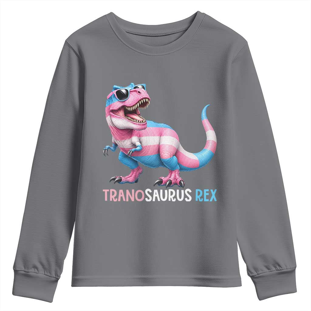 Transaurus Rex Transgender Pride Youth Sweatshirt Funny Dinosaur Lover TS12 Charcoal Print Your Wear