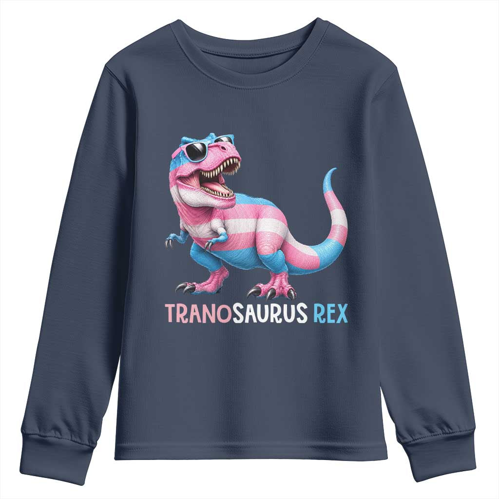 Transaurus Rex Transgender Pride Youth Sweatshirt Funny Dinosaur Lover TS12 Navy Print Your Wear