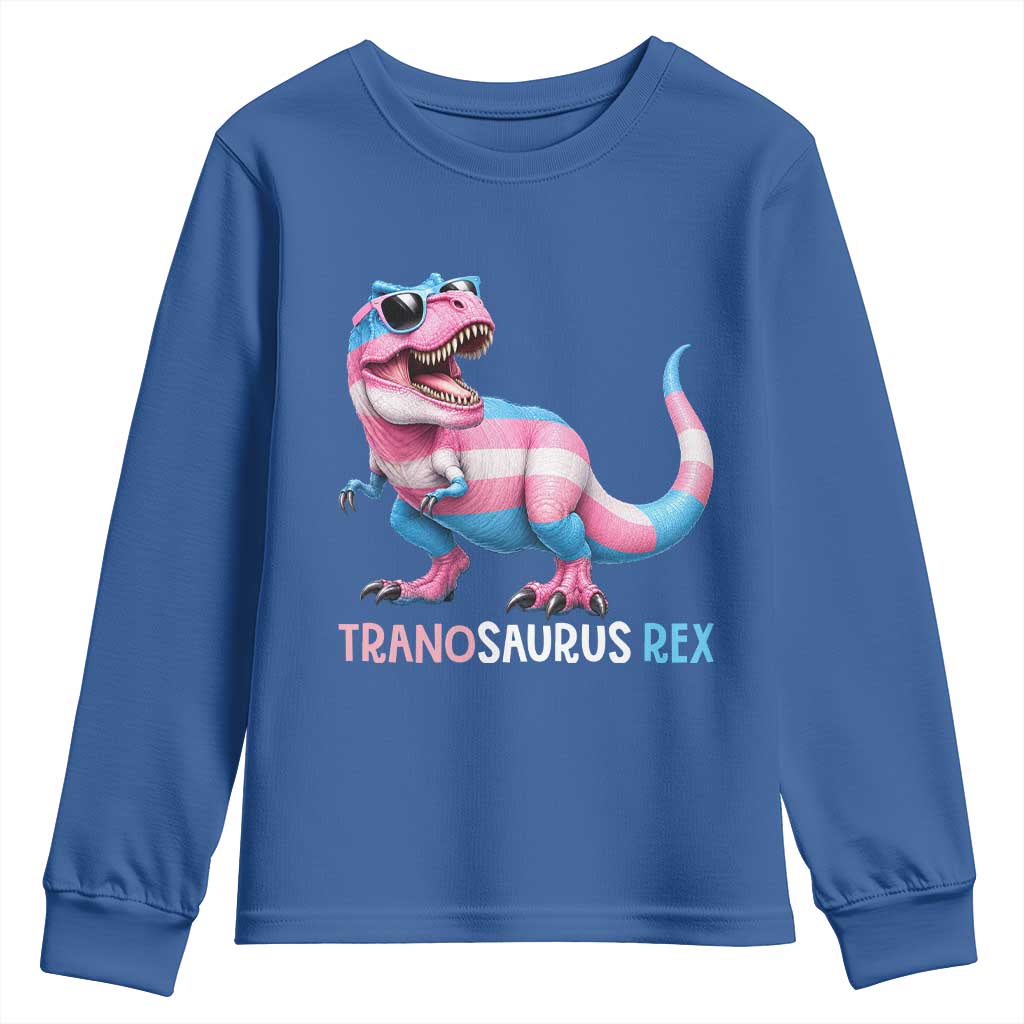Transaurus Rex Transgender Pride Youth Sweatshirt Funny Dinosaur Lover TS12 Royal Blue Print Your Wear