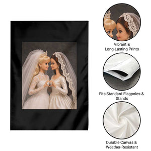 Funny Lesbian Doll Wedding Engagement Garden Flag LGBTQ Pride Gift