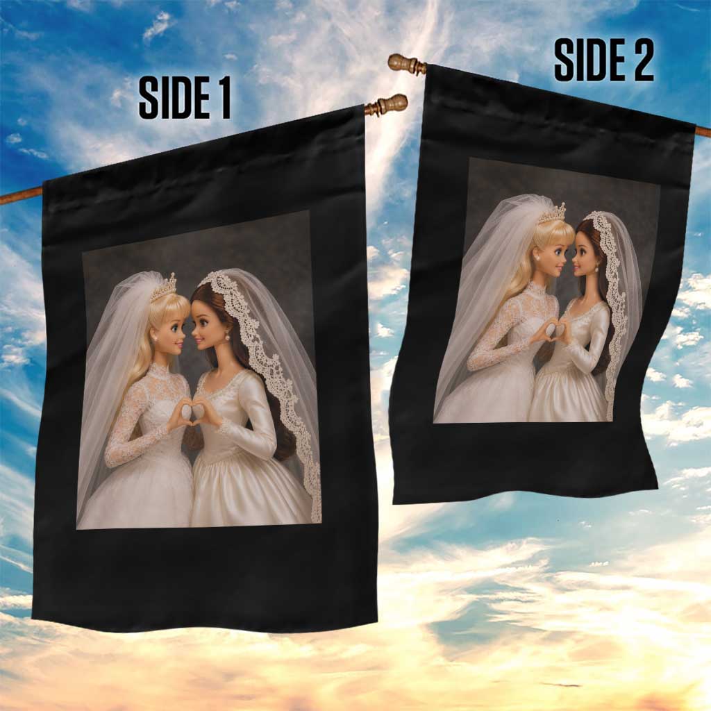 Funny Lesbian Doll Wedding Engagement Garden Flag LGBTQ Pride Gift
