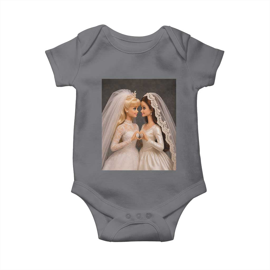 Funny Lesbian Doll Wedding Engagement Baby Onesie LGBTQ Pride Gift TS12 Charcoal Print Your Wear