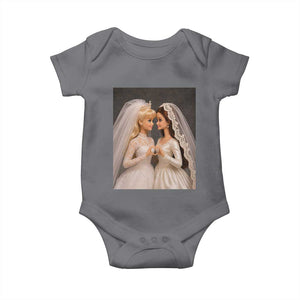 Funny Lesbian Doll Wedding Engagement Baby Onesie LGBTQ Pride Gift TS12 Charcoal Print Your Wear