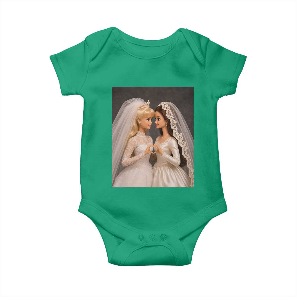 Funny Lesbian Doll Wedding Engagement Baby Onesie LGBTQ Pride Gift TS12 Irish Green Print Your Wear