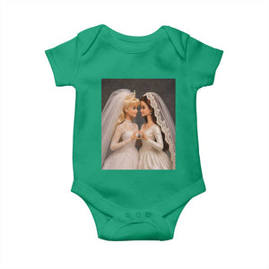 Funny Lesbian Doll Wedding Engagement Baby Onesie LGBTQ Pride Gift TS12 Irish Green Print Your Wear