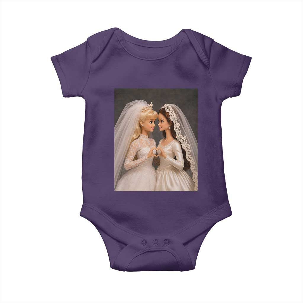 Funny Lesbian Doll Wedding Engagement Baby Onesie LGBTQ Pride Gift TS12 Purple Print Your Wear