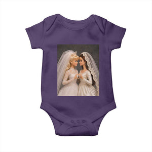 Funny Lesbian Doll Wedding Engagement Baby Onesie LGBTQ Pride Gift TS12 Purple Print Your Wear