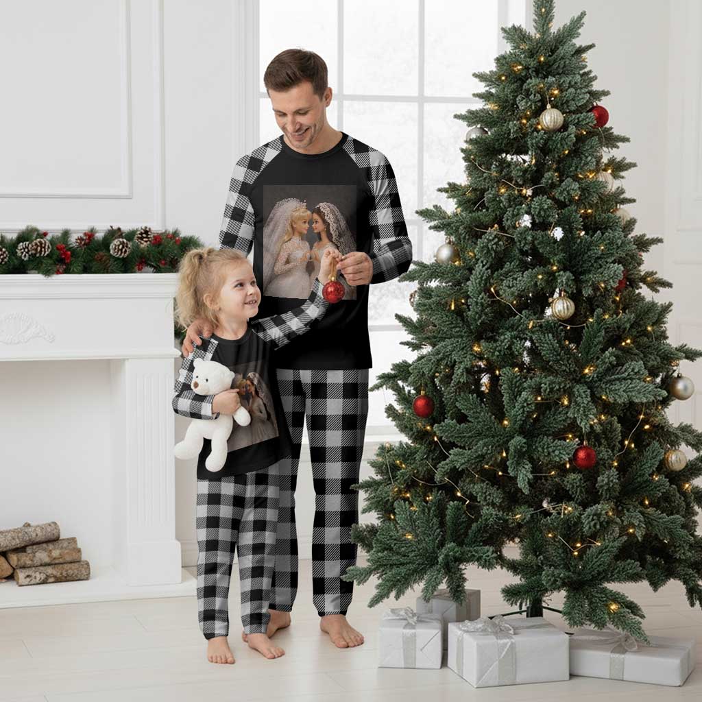 Funny Lesbian Doll Wedding Engagement Plaid Pajama Set LGBTQ Pride Gift