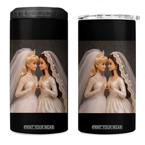 Funny Lesbian Doll Wedding Engagement 4 in 1 Can Cooler Tumbler LGBTQ Pride Gift TS12 One Size: 16 oz Black Print Your Wear