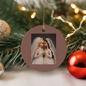 Funny Lesbian Doll Wedding Engagement Ceramic Ornament LGBTQ Pride Gift