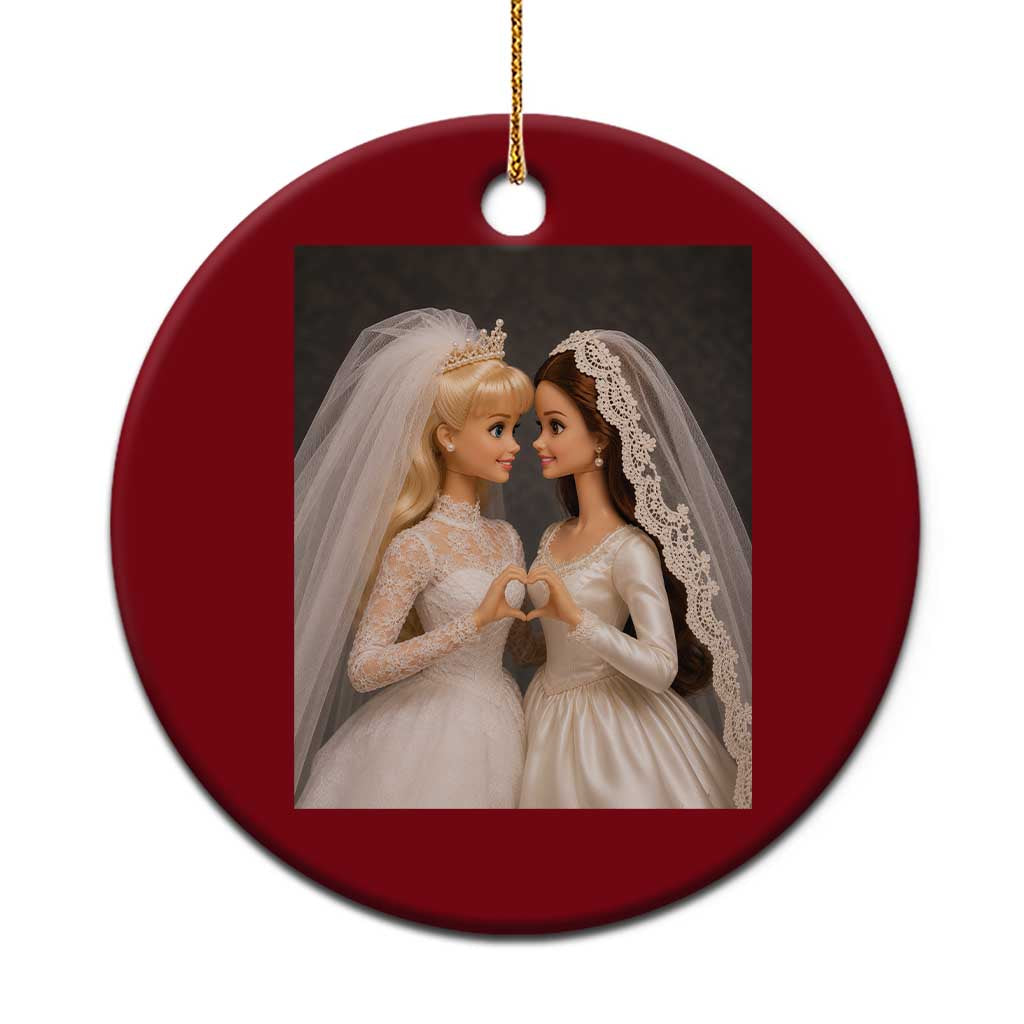 Funny Lesbian Doll Wedding Engagement Ceramic Ornament LGBTQ Pride Gift