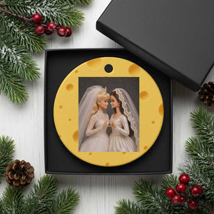 Funny Lesbian Doll Wedding Engagement Ceramic Ornament LGBTQ Pride Gift