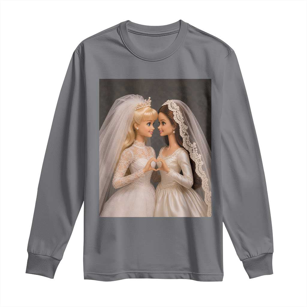 Funny Lesbian Doll Wedding Engagement Long Sleeve Shirt LGBTQ Pride Gift TS12 Charcoal Print Your Wear
