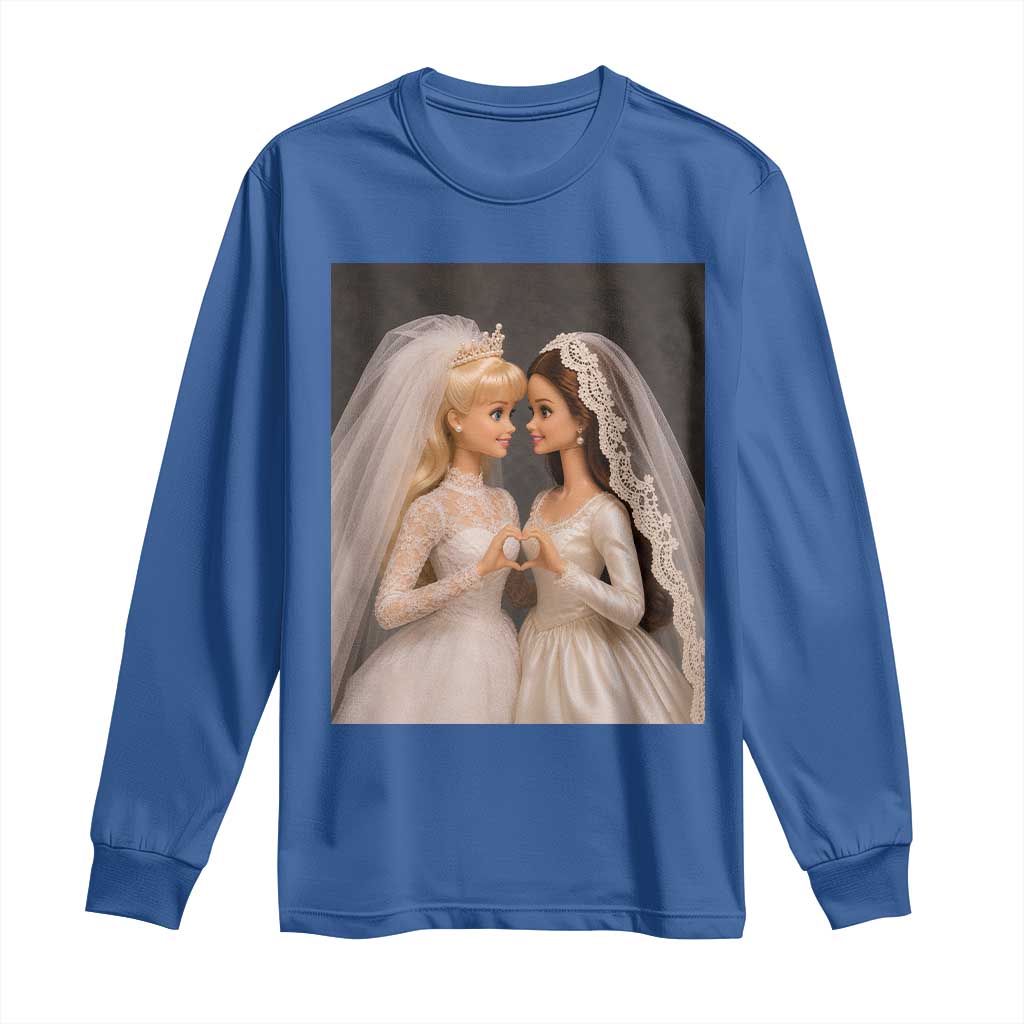 Funny Lesbian Doll Wedding Engagement Long Sleeve Shirt LGBTQ Pride Gift TS12 Royal Blue Print Your Wear