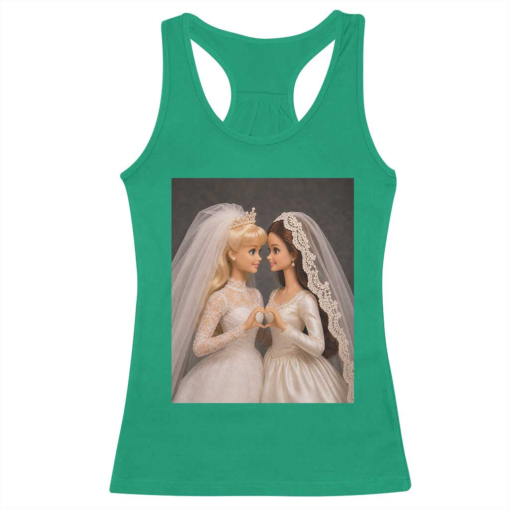 Funny Lesbian Doll Wedding Engagement Racerback Tank Top LGBTQ Pride Gift TS12 Irish Green Print Your Wear