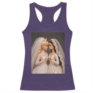 Funny Lesbian Doll Wedding Engagement Racerback Tank Top LGBTQ Pride Gift TS12 Purple Print Your Wear