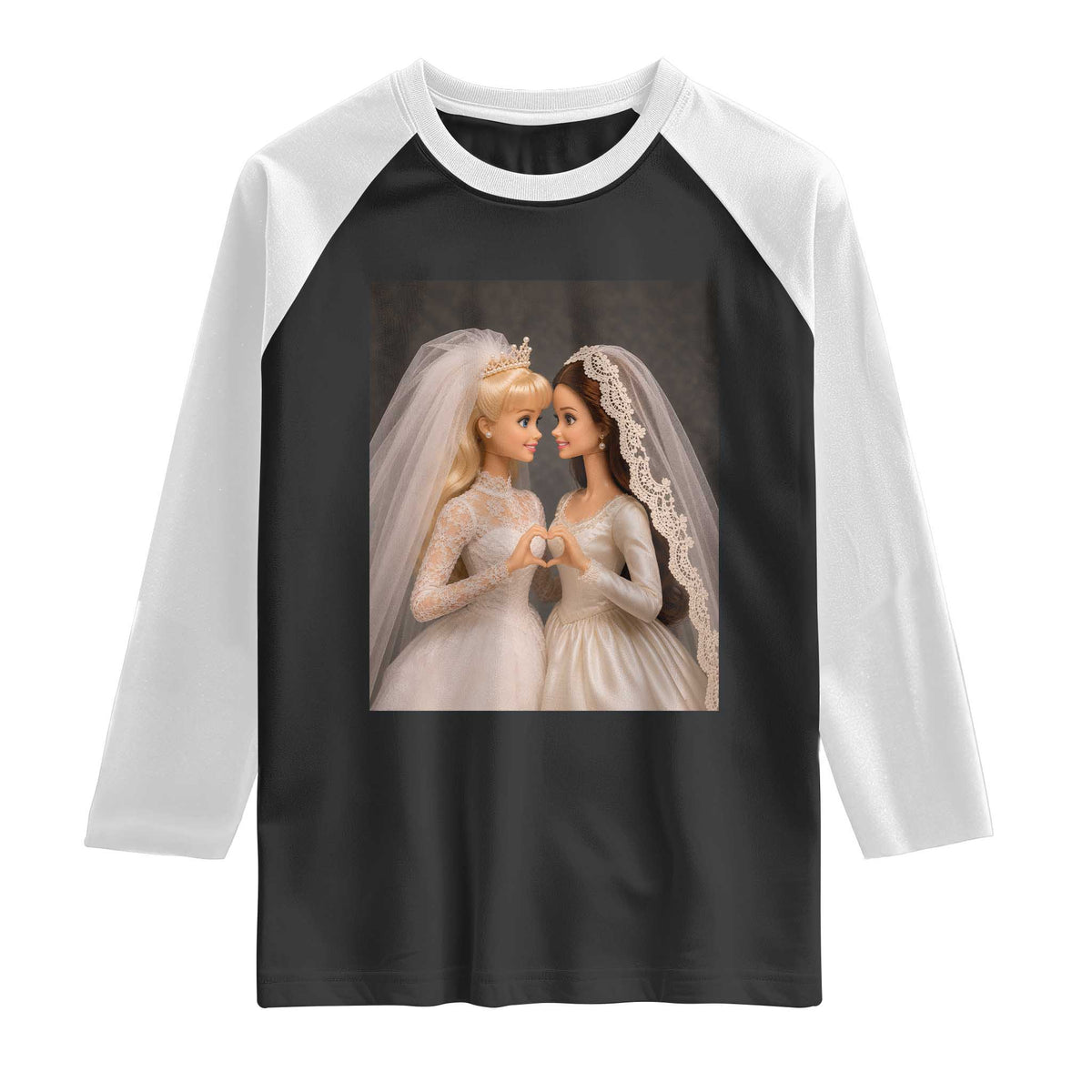 Funny Lesbian Doll Wedding Engagement Raglan Shirt LGBTQ Pride Gift
