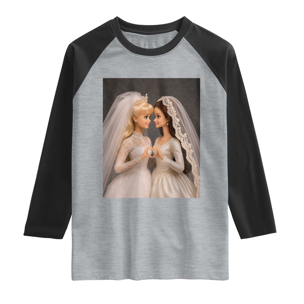 Funny Lesbian Doll Wedding Engagement Raglan Shirt LGBTQ Pride Gift
