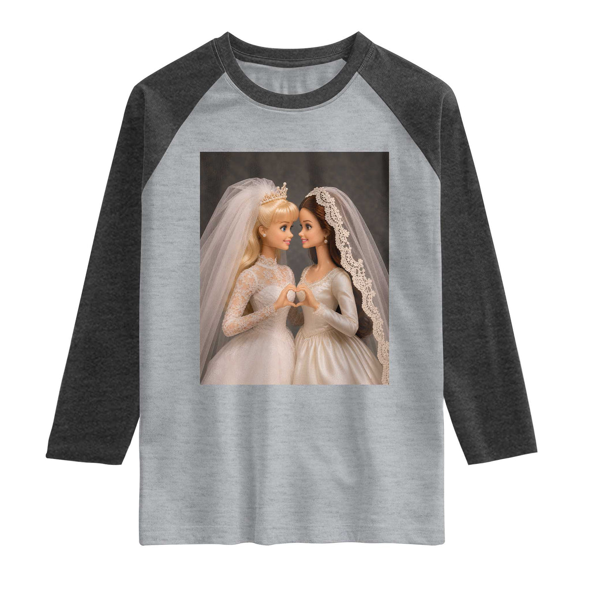 Funny Lesbian Doll Wedding Engagement Raglan Shirt LGBTQ Pride Gift