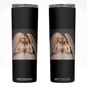 Funny Lesbian Doll Wedding Engagement Skinny Tumbler LGBTQ Pride Gift TS12 Black Print Your Wear