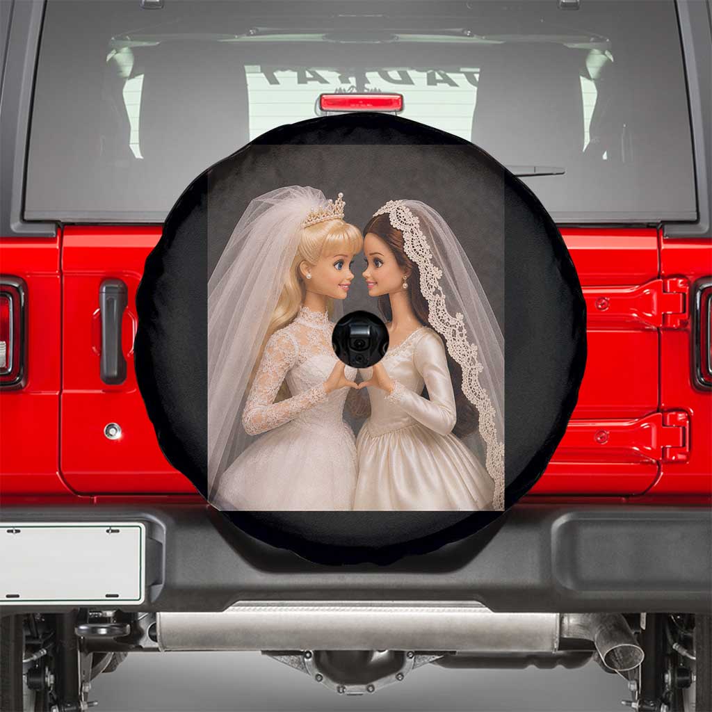 Funny Lesbian Doll Wedding Engagement Spare Tire Cover LGBTQ Pride Gift