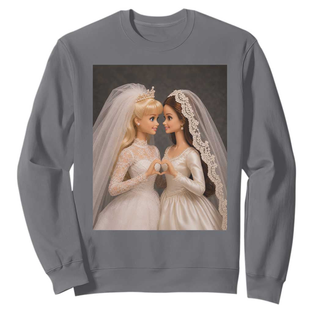 Funny Lesbian Doll Wedding Engagement Sweatshirt LGBTQ Pride Gift TS12 Charcoal Print Your Wear