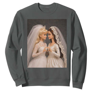 Funny Lesbian Doll Wedding Engagement Sweatshirt LGBTQ Pride Gift TS12 Dark Heather Print Your Wear
