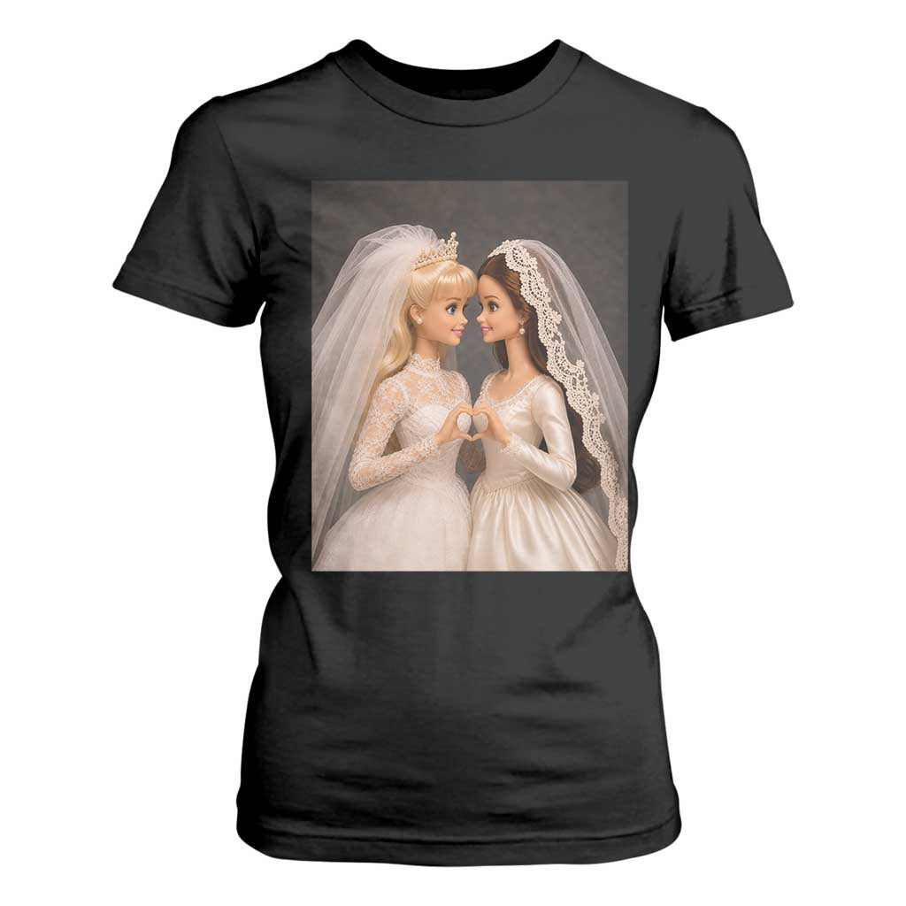 Funny Lesbian Doll Wedding Engagement T Shirt For Women LGBTQ Pride Gift TS12 Black Print Your Wear