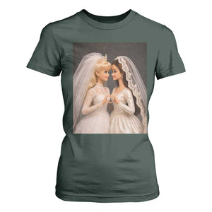 Funny Lesbian Doll Wedding Engagement T Shirt For Women LGBTQ Pride Gift TS12 Dark Forest Green Print Your Wear
