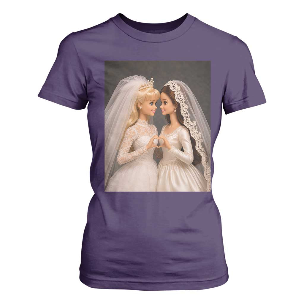 Funny Lesbian Doll Wedding Engagement T Shirt For Women LGBTQ Pride Gift TS12 Purple Print Your Wear