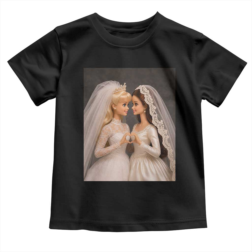 Funny Lesbian Doll Wedding Engagement Toddler T Shirt LGBTQ Pride Gift