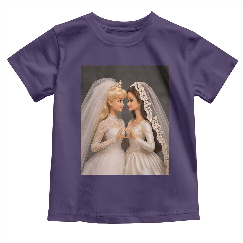Funny Lesbian Doll Wedding Engagement Toddler T Shirt LGBTQ Pride Gift TS12 Purple Print Your Wear