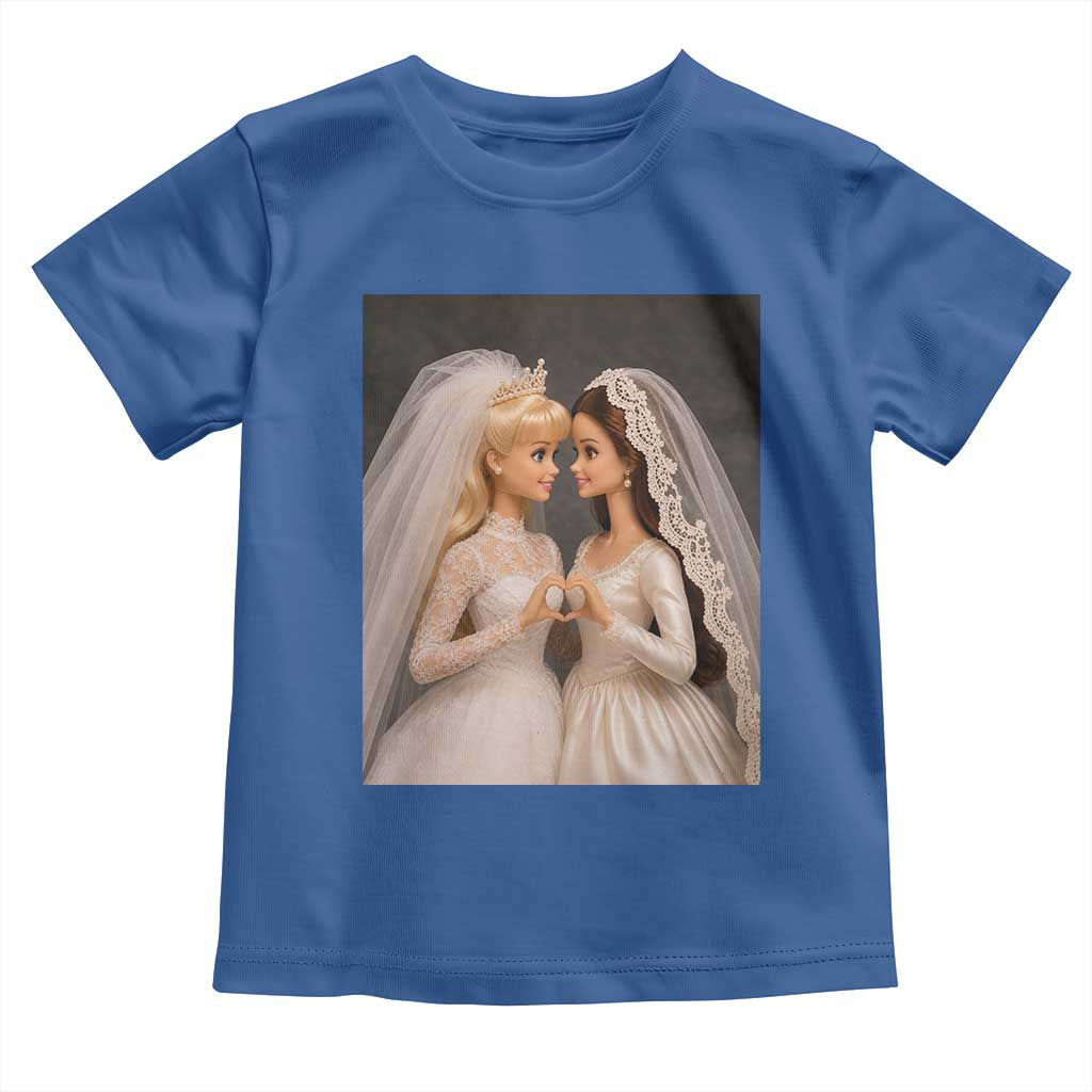 Funny Lesbian Doll Wedding Engagement Toddler T Shirt LGBTQ Pride Gift TS12 Royal Blue Print Your Wear