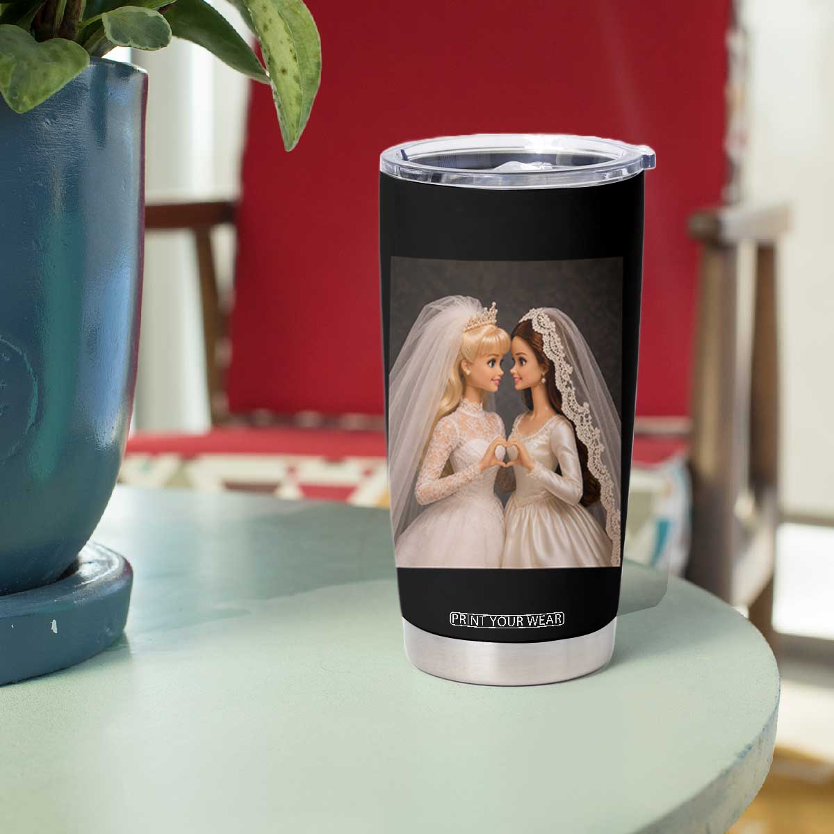 Funny Lesbian Doll Wedding Engagement Tumbler Cup LGBTQ Pride Gift