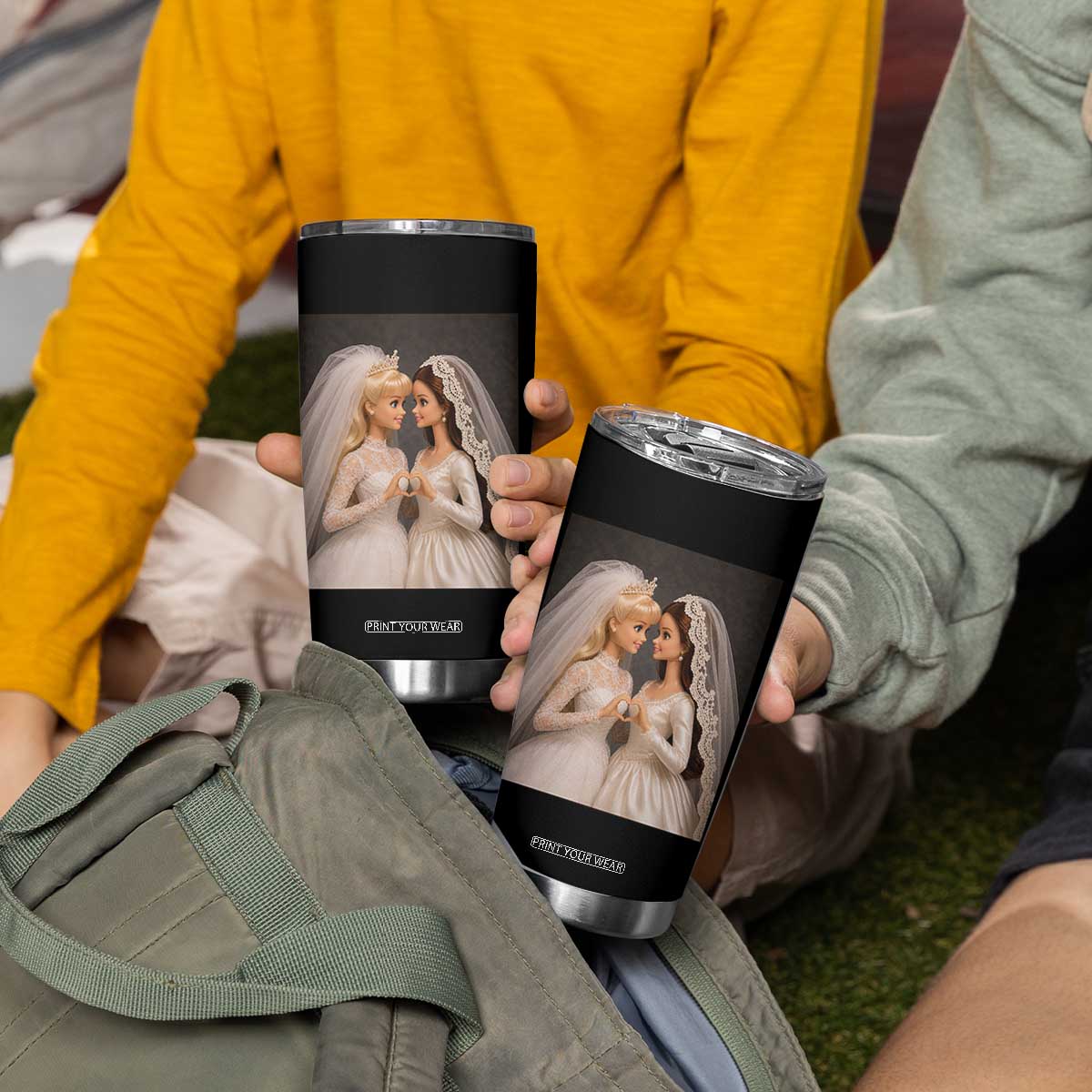 Funny Lesbian Doll Wedding Engagement Tumbler Cup LGBTQ Pride Gift