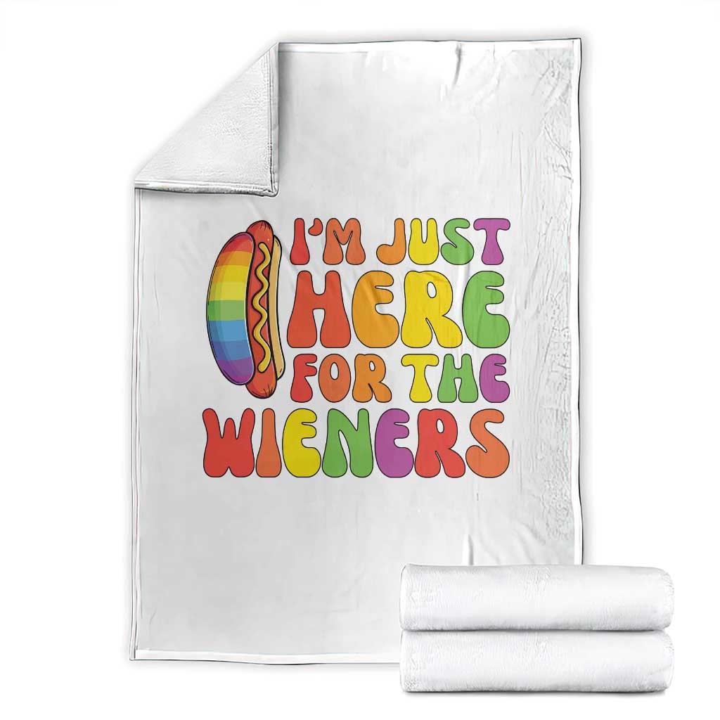 Funny Im Just Here For The Wieners Throw Blanket LGBTQ Pride Party Gift