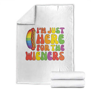 Funny Im Just Here For The Wieners Throw Blanket LGBTQ Pride Party Gift