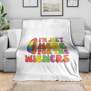 Funny Im Just Here For The Wieners Throw Blanket LGBTQ Pride Party Gift
